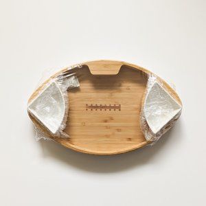 Prairie Collections Football Shaped Bamboo Serving Tray (10" x 16" x 2.5”)